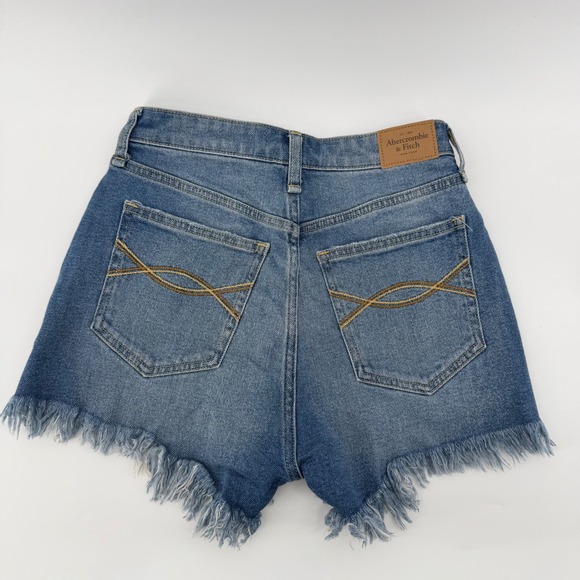 Abercrombie & Fitch Shorts Women 25 Medium Wash High Rise Curve Love Button Fly - Picture 3 of 8